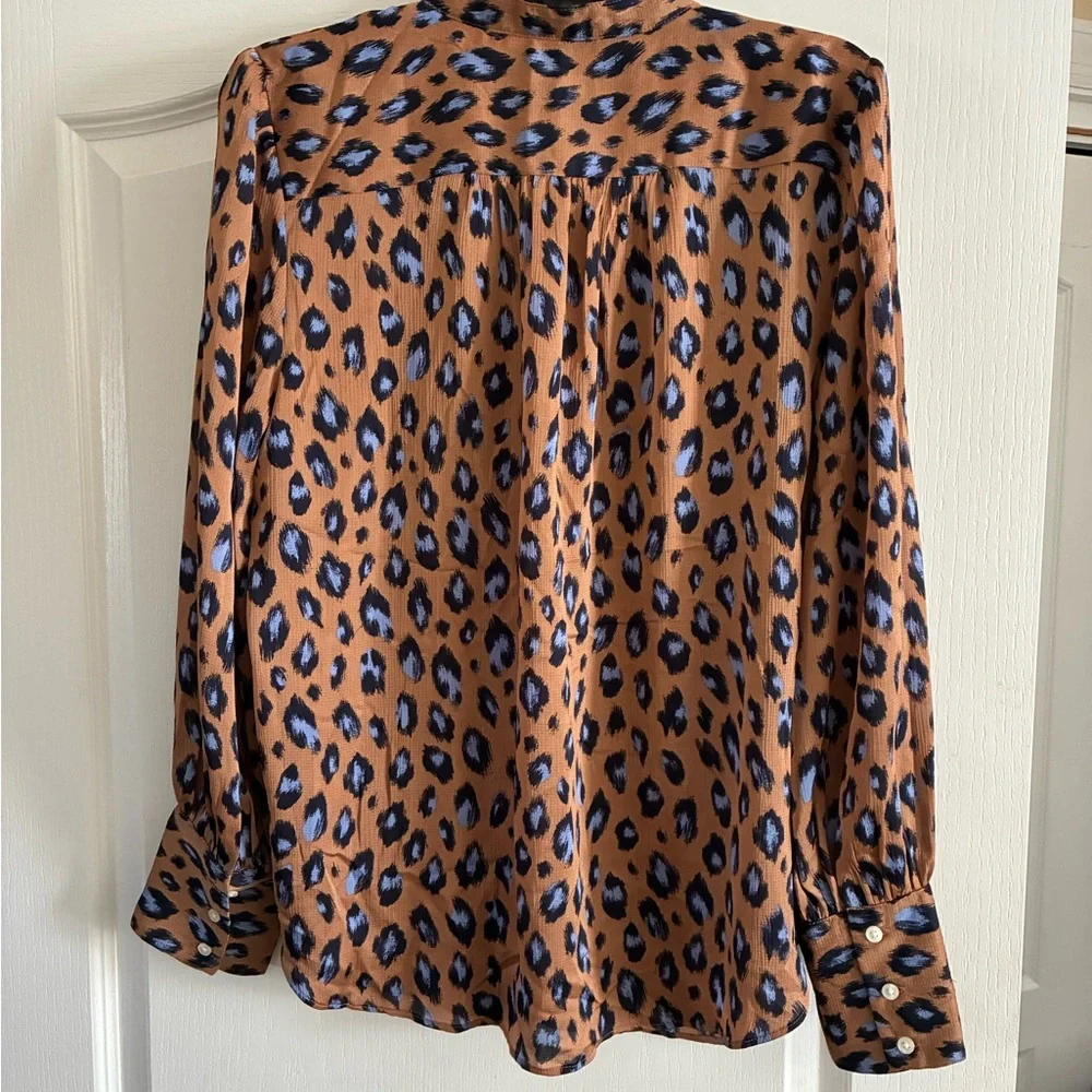 Ann Taylor Brown and Blue Animal Print Blouse - Picture 2 of 5